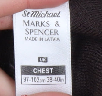 Marks and Spencer Men’s Brown Wool Blend V-Neck Jumper Size M