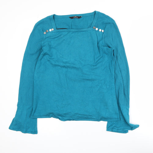 STAR by Julien Macdonald Women's Blue Knit Long Sleeve Blouse Size 14