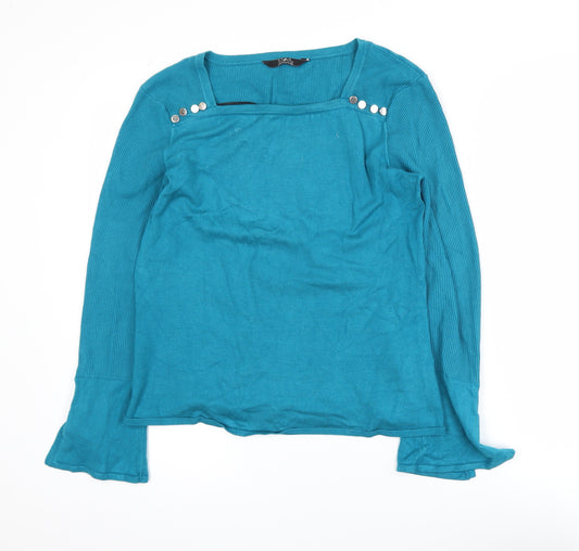 STAR by Julien Macdonald Women's Blue Knit Long Sleeve Blouse Size 14