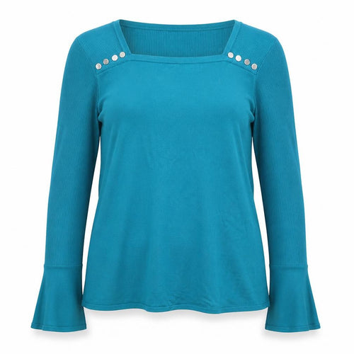 STAR by Julien Macdonald Women's Blue Knit Long Sleeve Blouse Size 14