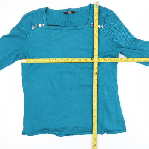 STAR by Julien Macdonald Women's Blue Knit Long Sleeve Blouse Size 14