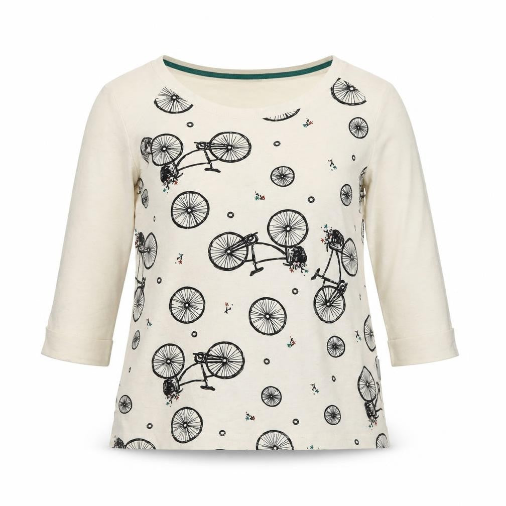 Front view of Marks & Spencer Women Ivory Bicycle Print 3/4 Sleeve jumper, size 8