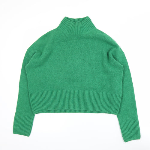 & Other Stories Women Green XS Mock Neck Wool Blend Pullover Jumper