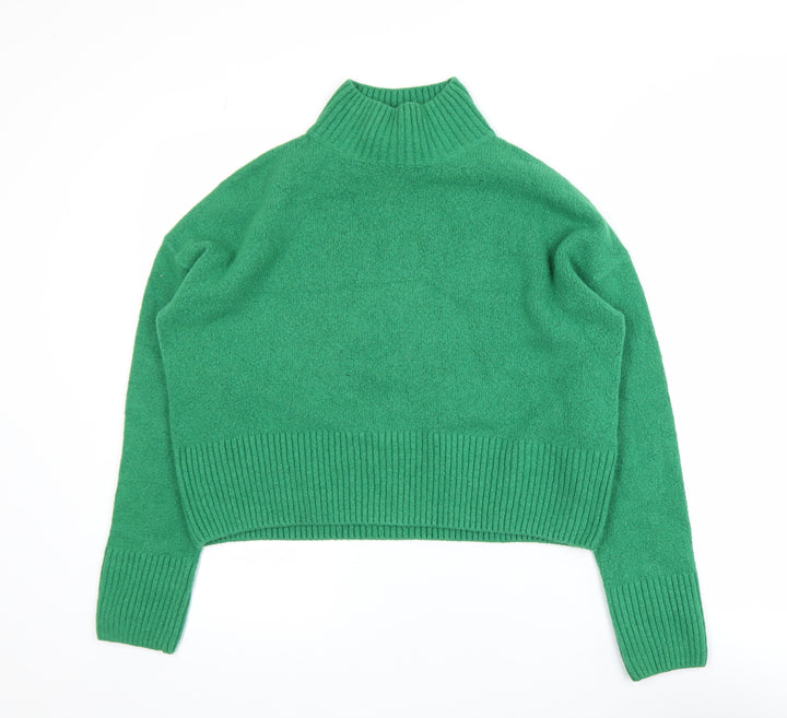 & Other Stories Women Green XS Mock Neck Wool Blend Pullover Jumper