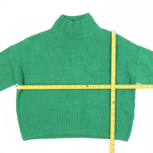 & Other Stories Women Green XS Mock Neck Wool Blend Pullover Jumper