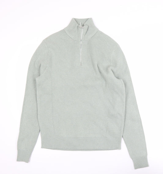Marks and Spencer Women’s Green Half Zip High Neck Jumper Size S