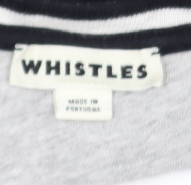 Whistles Women's Black White Striped Long Sleeve Cotton T-Shirt UK 8