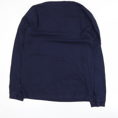 Hollister Men's Navy Long Sleeve Crew Neck Cotton T-Shirt M