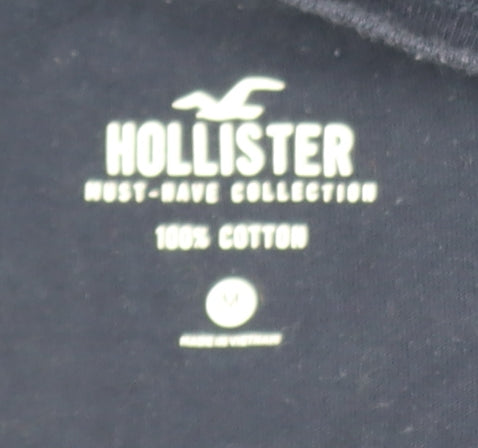 Hollister Men's Navy Long Sleeve Crew Neck Cotton T-Shirt M