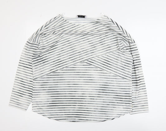 Marks and Spencer Per Una Women's Grey Striped Long Sleeve T-Shirt Size 18