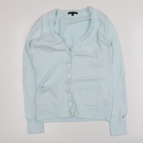 Tommy Hilfiger Womens Blue V-Neck Cotton Knit Cardigan S