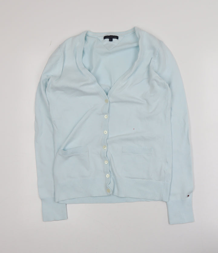 Tommy Hilfiger Womens Blue V-Neck Cotton Knit Cardigan S