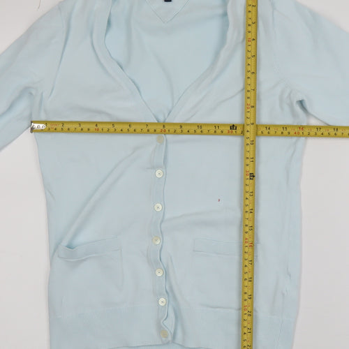 Tommy Hilfiger Womens Blue V-Neck Cotton Knit Cardigan S
