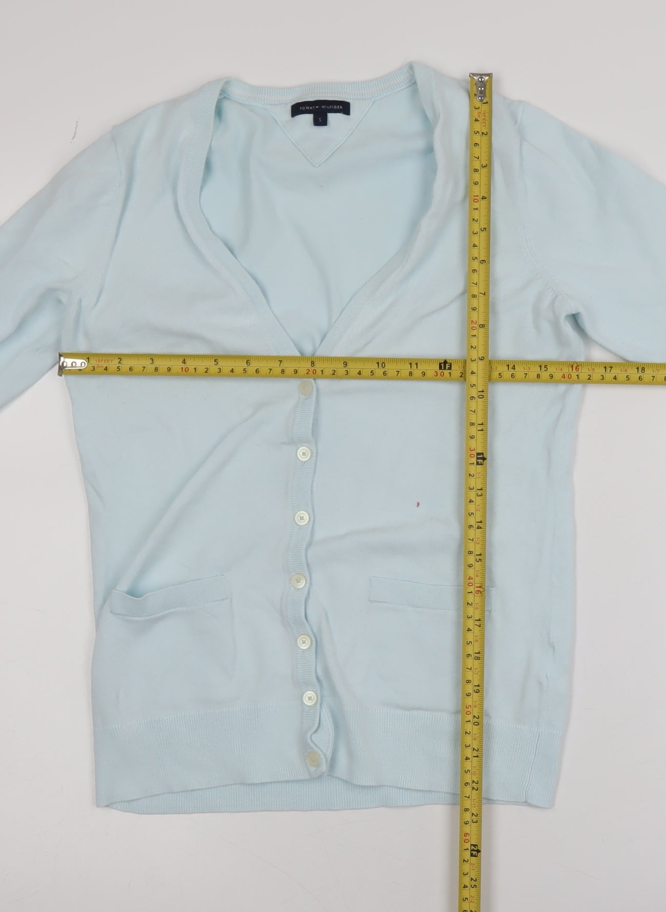 Tommy Hilfiger Womens Blue V-Neck Cotton Knit Cardigan S
