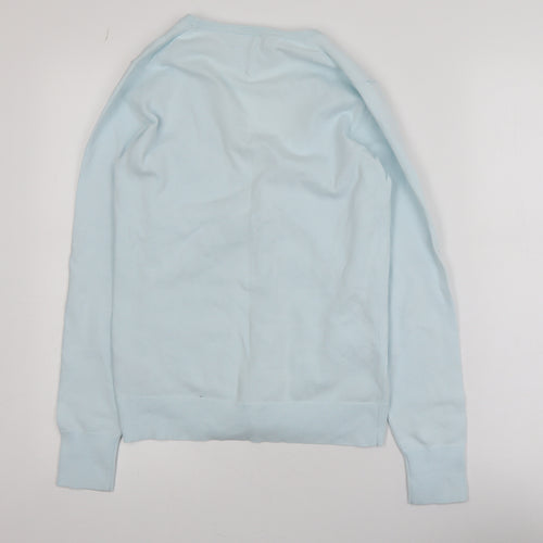 Tommy Hilfiger Womens Blue V-Neck Cotton Knit Cardigan S