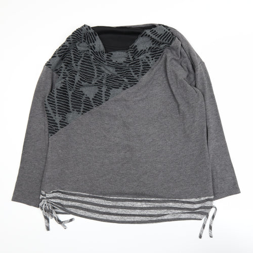 Klass Womens Grey 2XL Tunic Top Cowl Neck Long Sleeve Stretch Blouse