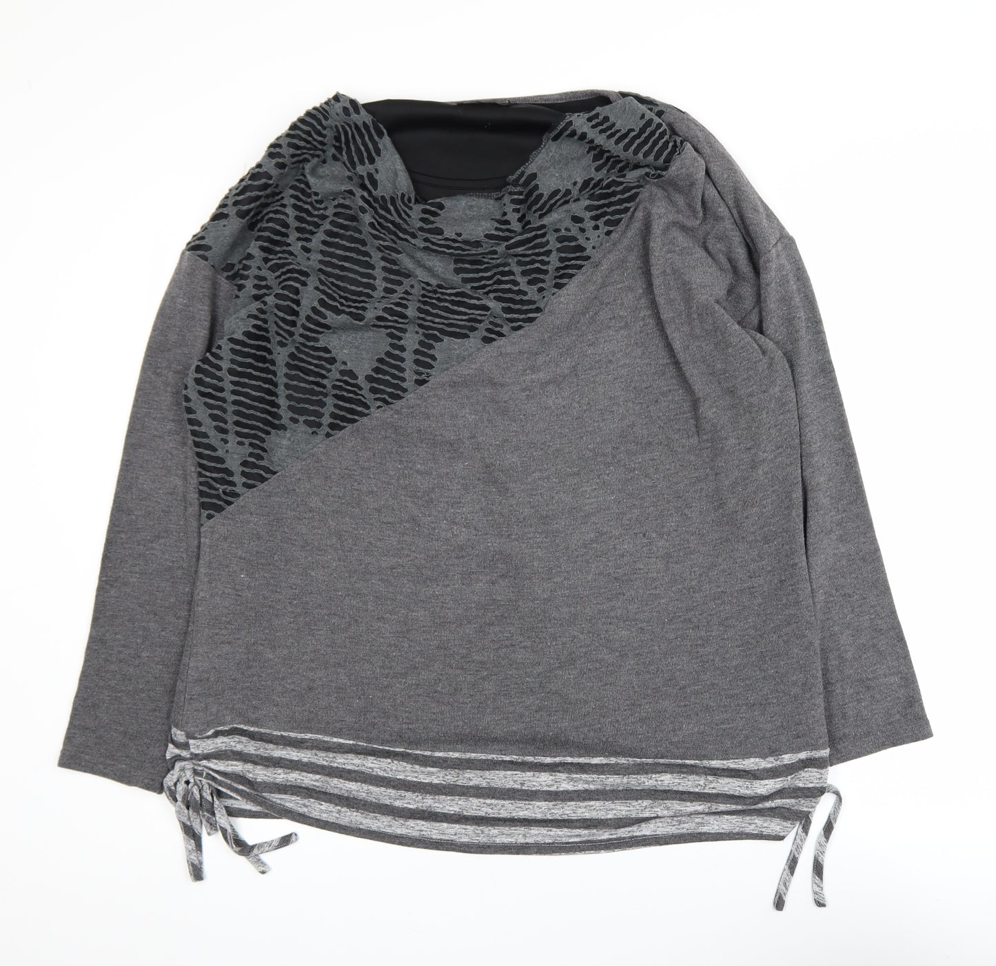 Klass Womens Grey 2XL Tunic Top Cowl Neck Long Sleeve Stretch Blouse