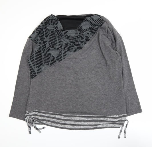 Klass Womens Grey 2XL Tunic Top Cowl Neck Long Sleeve Stretch Blouse