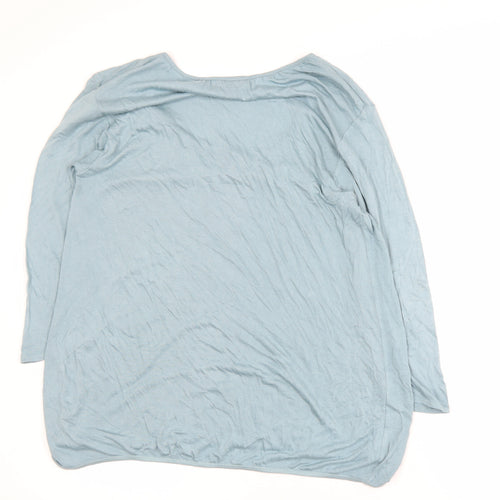 Cotton Traders Women Duck Egg Blue Long Sleeve Top Size 10 Beaded Viscose