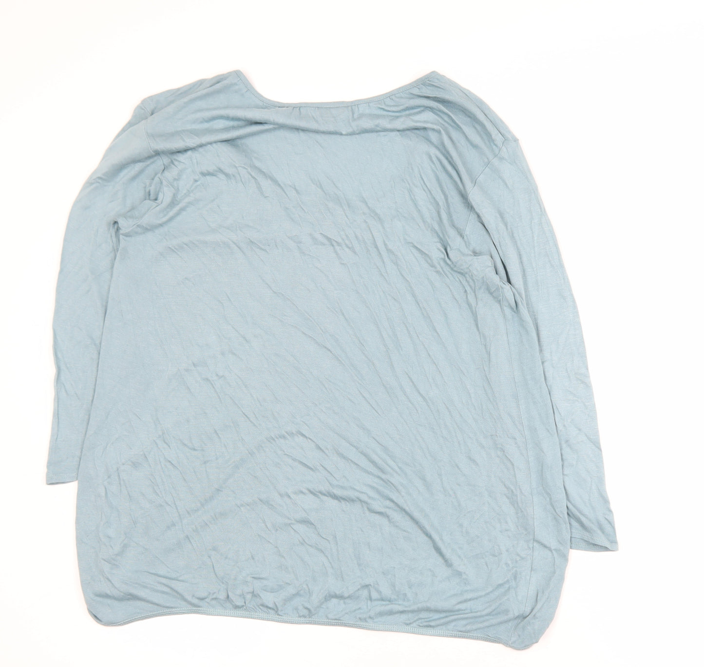 Cotton Traders Women Duck Egg Blue Long Sleeve Top Size 10 Beaded Viscose