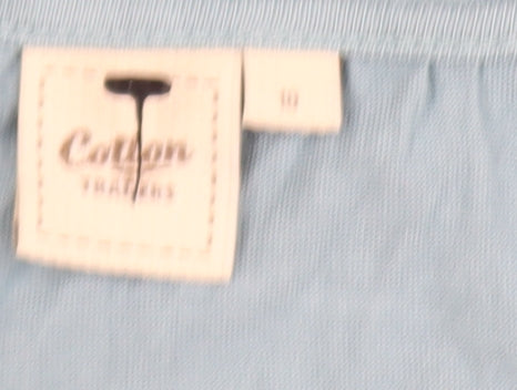 Cotton Traders Women Duck Egg Blue Long Sleeve Top Size 10 Beaded Viscose