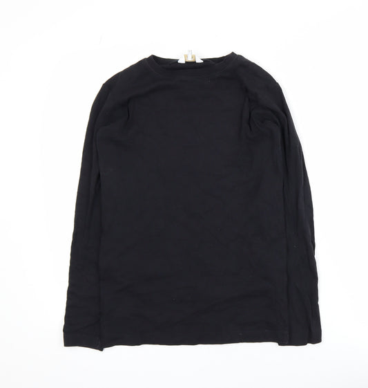 Cotton Traders Women's Black Long Sleeve Basic Crew Neck T-Shirt XS