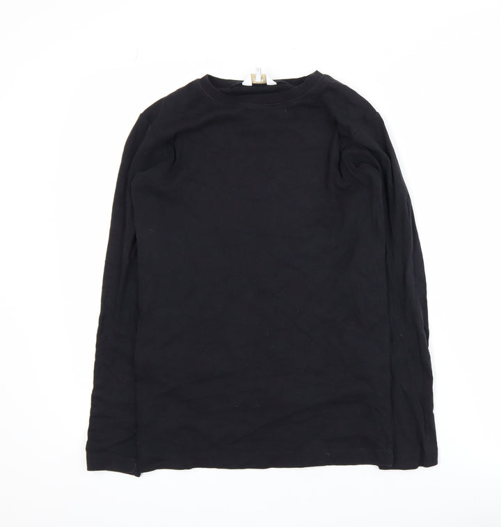 Cotton Traders Women's Black Long Sleeve Basic Crew Neck T-Shirt XS