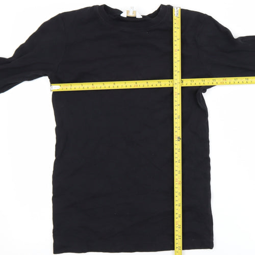 Cotton Traders Women's Black Long Sleeve Basic Crew Neck T-Shirt XS