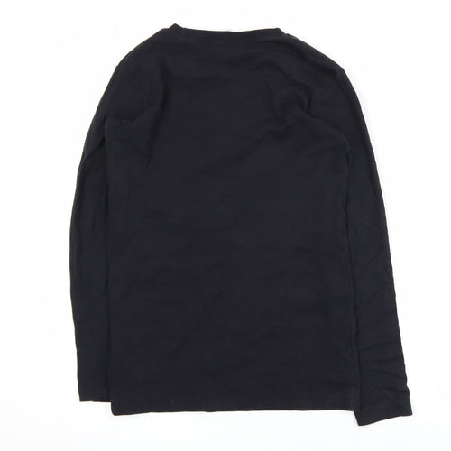 Cotton Traders Women's Black Long Sleeve Basic Crew Neck T-Shirt XS