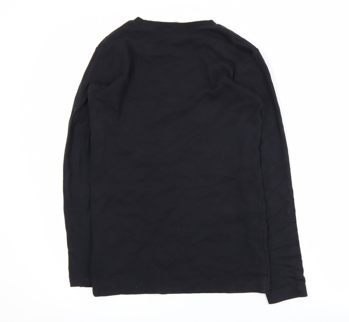 Cotton Traders Women's Black Long Sleeve Basic Crew Neck T-Shirt XS
