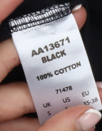 Cotton Traders Women's Black Long Sleeve Basic Crew Neck T-Shirt XS