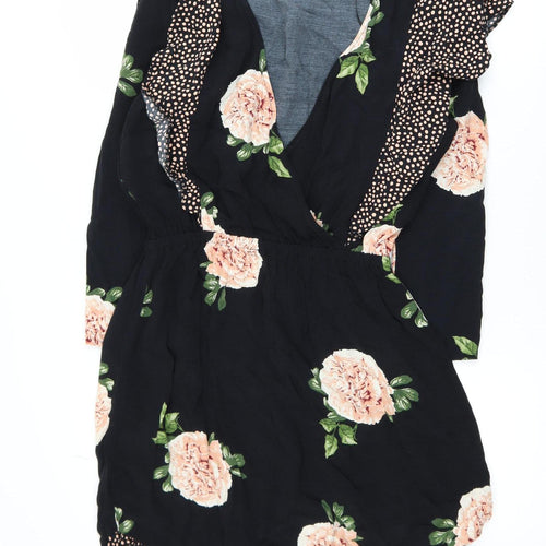 Nine by Savannah Miller Women’s Black Floral Wrap Dress Size 10