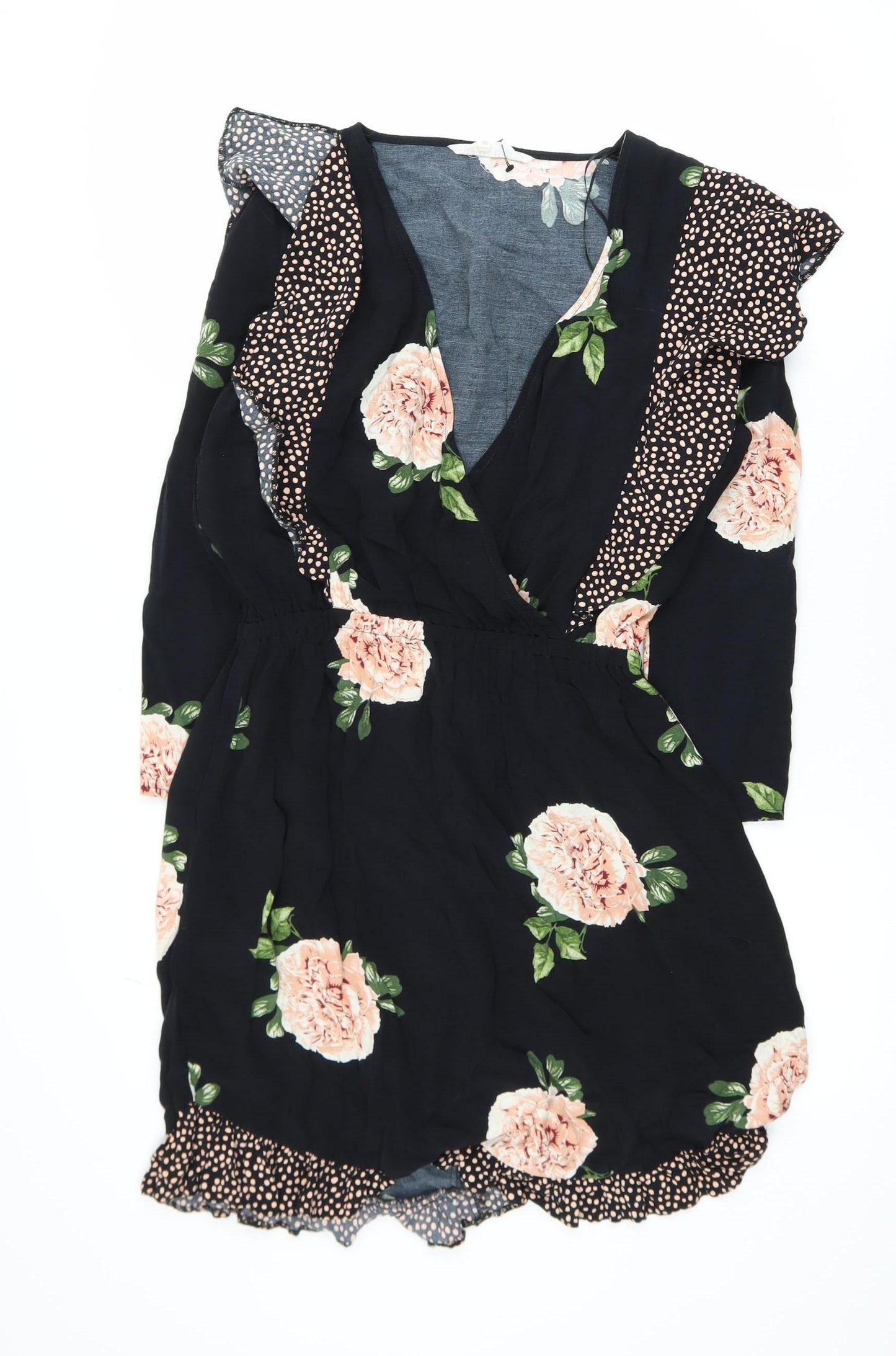 Nine by Savannah Miller Women’s Black Floral Wrap Dress Size 10