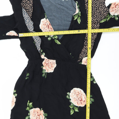 Nine by Savannah Miller Women’s Black Floral Wrap Dress Size 10