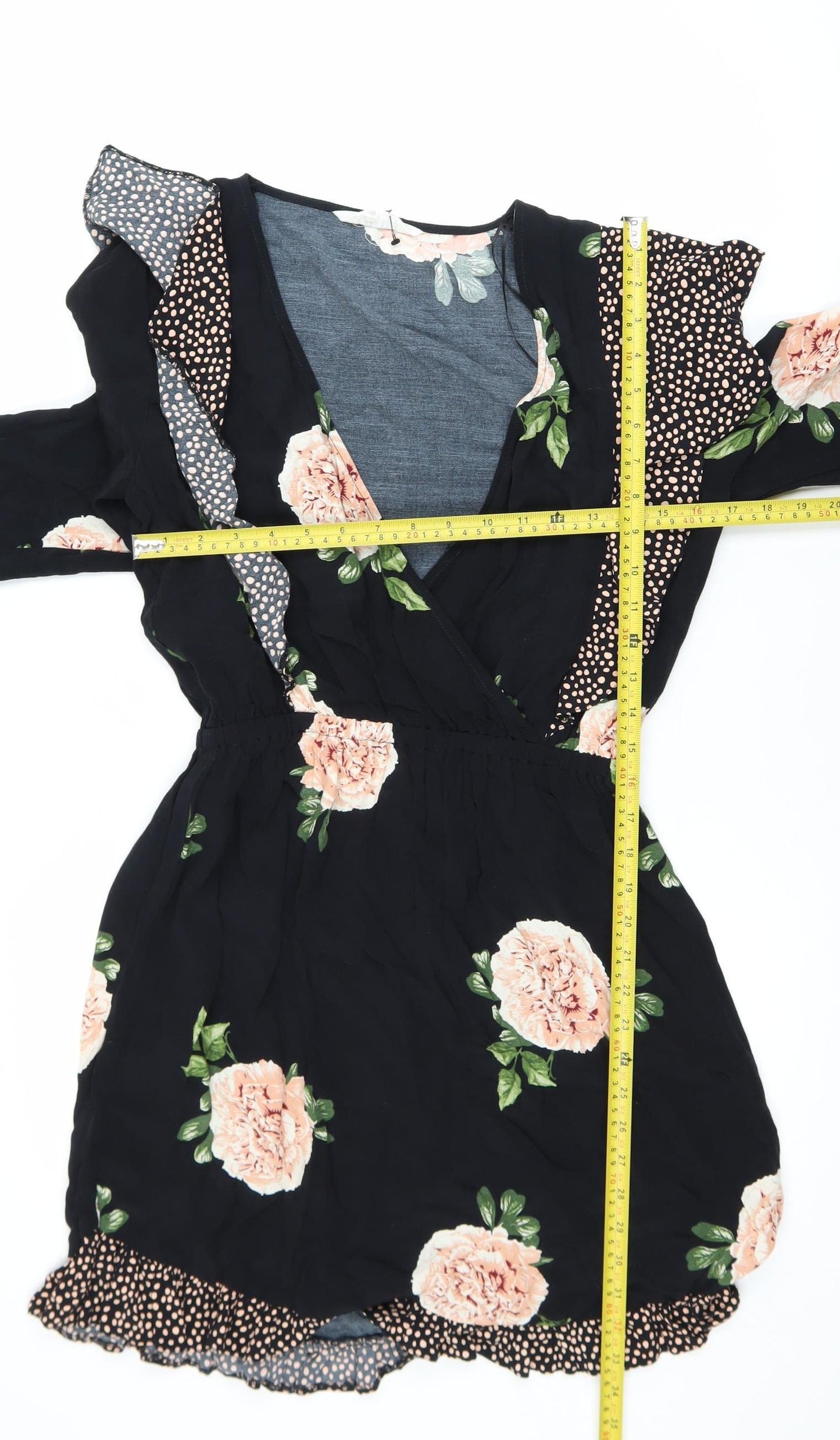 Nine by Savannah Miller Women’s Black Floral Wrap Dress Size 10