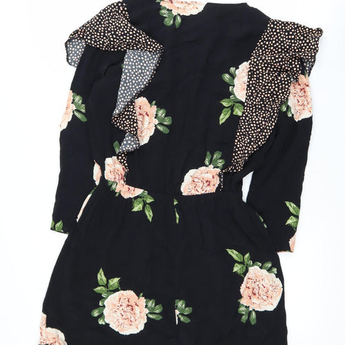 Nine by Savannah Miller Women’s Black Floral Wrap Dress Size 10