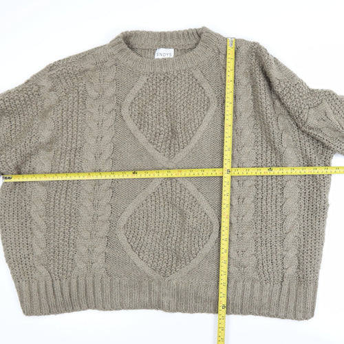 SNDYS Womens Beige Cable Knit Chunky Pullover Jumper Size L
