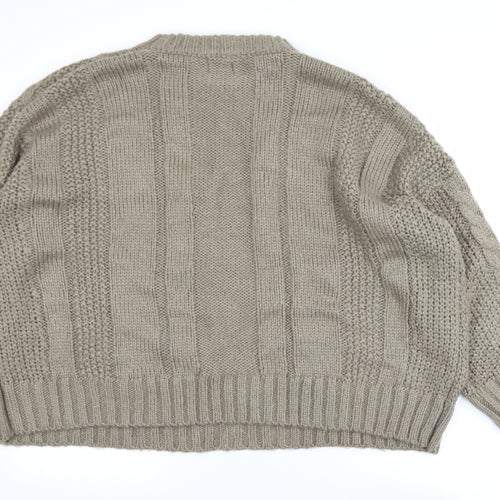 SNDYS Womens Beige Cable Knit Chunky Pullover Jumper Size L