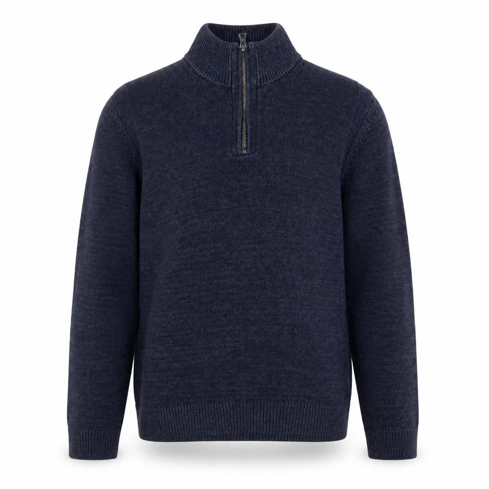 Front view of Marks & Spencer Men's Blue Cotton Blend 1/2 Zip Jumper M