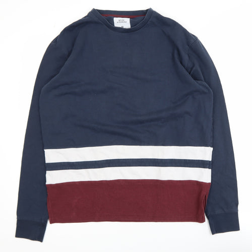 Penshoppe Men's Navy Colourblock Crew Neck Sweatshirt Size M