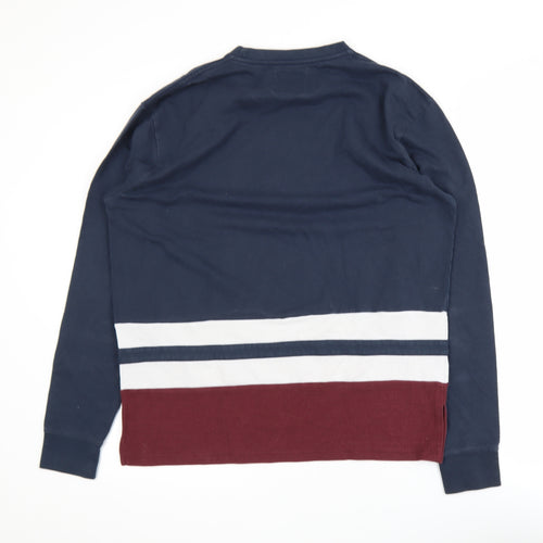 Penshoppe Men's Navy Colourblock Crew Neck Sweatshirt Size M