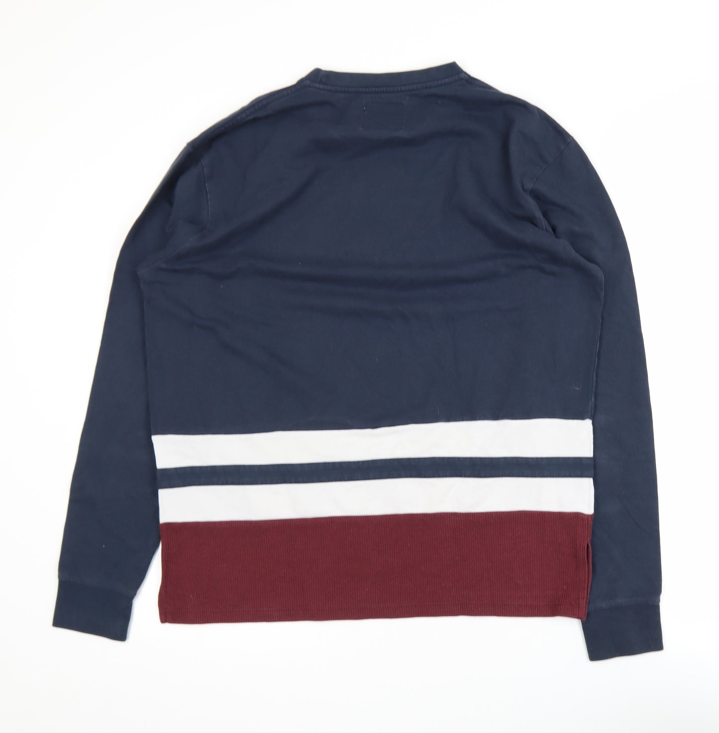 Penshoppe Men's Navy Colourblock Crew Neck Sweatshirt Size M