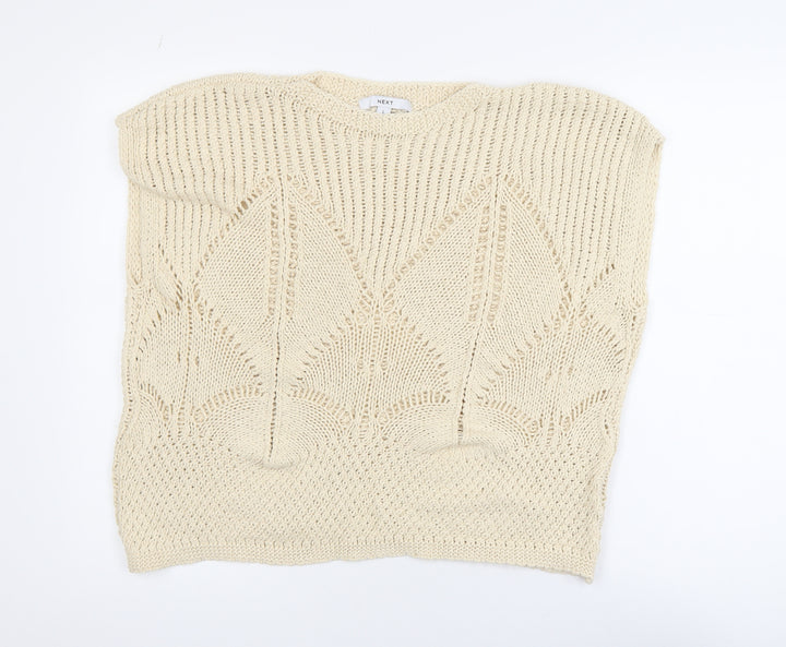 NEXT Women’s Beige Open Knit Cotton Sleeveless Jumper L