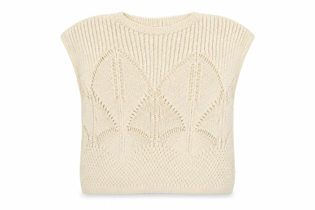 NEXT Women’s Beige Open Knit Cotton Sleeveless Jumper L
