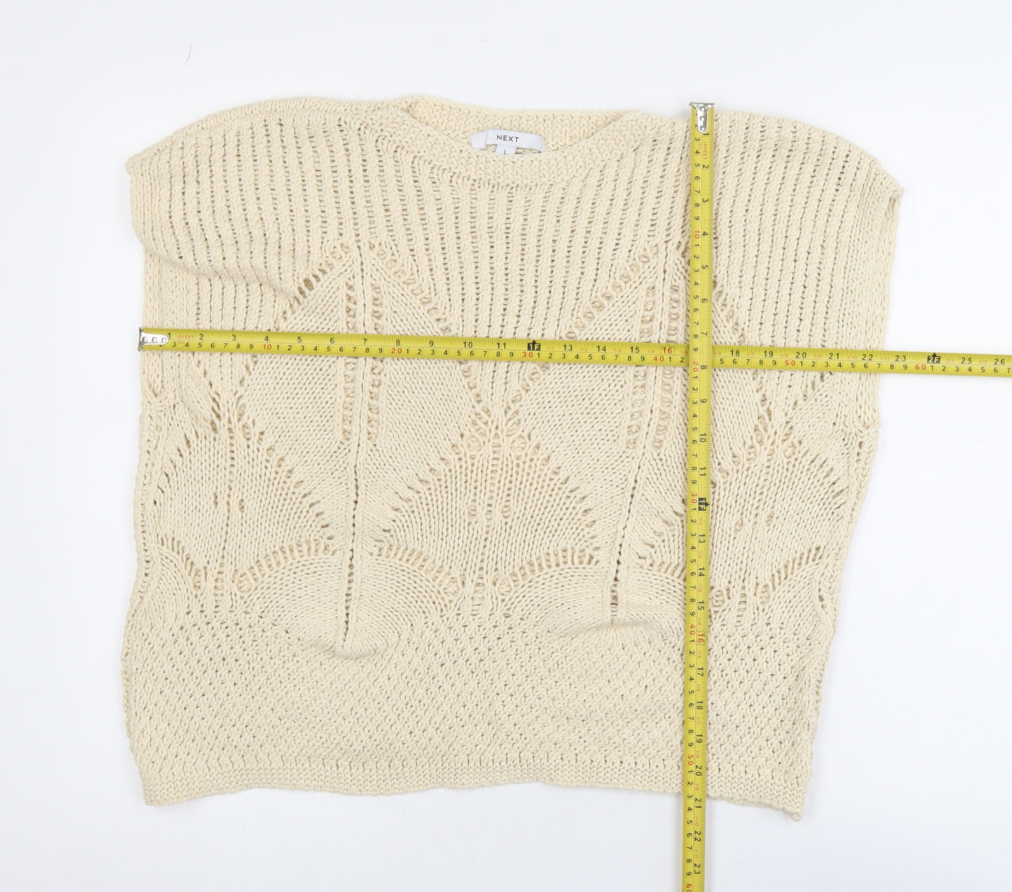 NEXT Women’s Beige Open Knit Cotton Sleeveless Jumper L