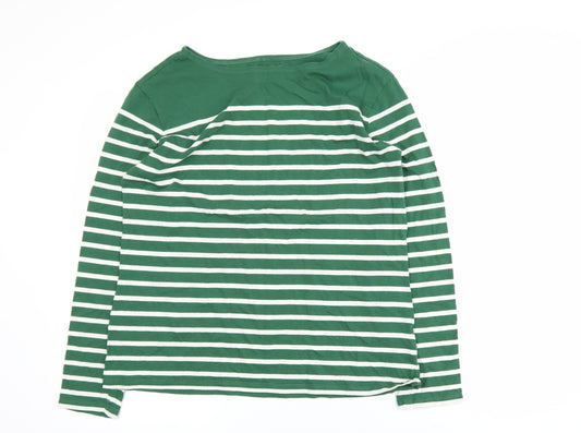 Seasalt Women Green Striped Long Sleeve Cotton Sailor Shirt UK 16