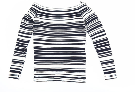 Dorothy Perkins Women’s Black Stripe Boat Neck Long Sleeve Top Size 12