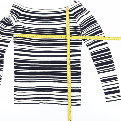 Dorothy Perkins Women’s Black Stripe Boat Neck Long Sleeve Top Size 12