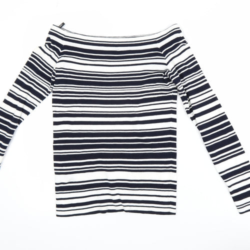 Dorothy Perkins Women’s Black Stripe Boat Neck Long Sleeve Top Size 12
