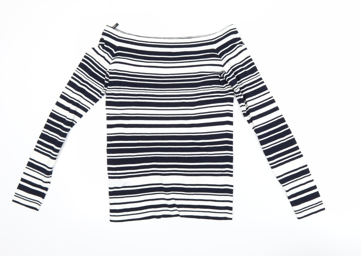 Dorothy Perkins Women’s Black Stripe Boat Neck Long Sleeve Top Size 12